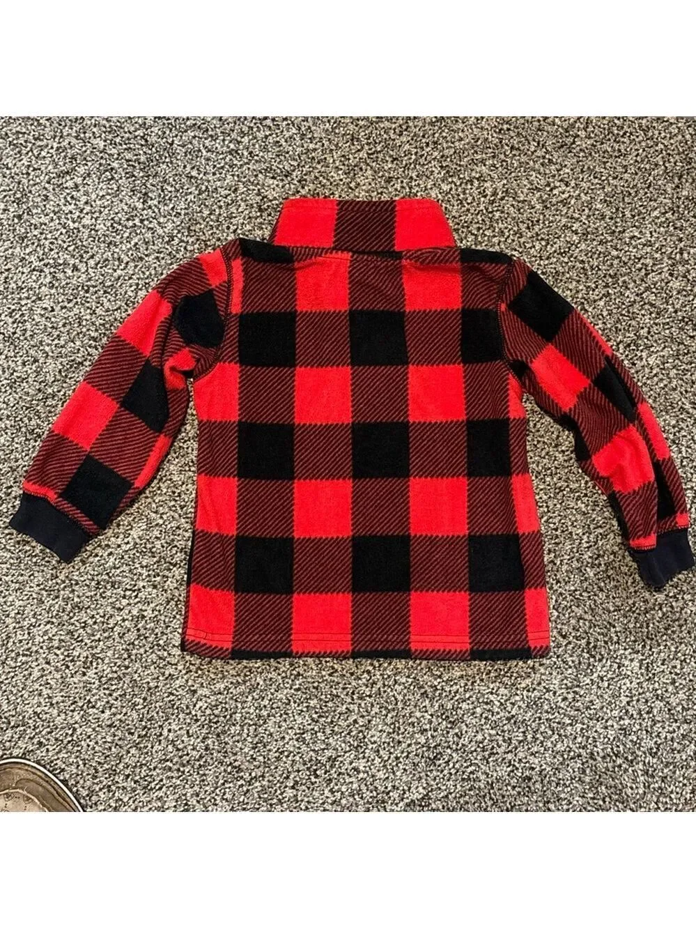 Carter's Red and Black Checkered Baby Sweatshirt Pullover Quarter Snap 24mo